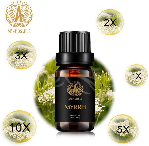 Aromatherapy Myrrh Essential Oil, 100% Pure Myrrh Scent Essential Oil for Diffuser, Humidifier, Massage, Therapeutic Grade Aromatherapy Essential Oil Myrrh Fragrance 0.33 oz - 10ml