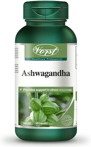Ashwagandha 1000mg Per Serving (500mg Per Capsule) 60 Capsules Anti Stress Adrenal Fatigue Lack of Energy Difficulty Concentrating Ayurvedic Withania Somnifera Root Powder Extract Withanolides 1.5% Supplement Non-GMO