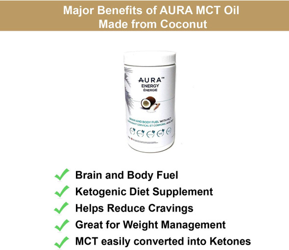 AURA MCT Oil Powder from Pure Coconut, Keto Creamer, Brain and Body Fuel, Keto Supplement Powder, Great for Ketogenic Diet, Medium Chain Triglycerides