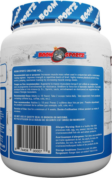 BOOM SPORTZ - Creatine HCl - 100% Pure Pharmaceutical Grade - 350 Gram - 233 Servings