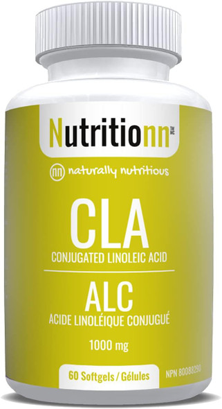 CLA by Nutritionn - Promotes Fat Loss - 3000 mg Once Daily, 1000 mg Softgels - Premium, 100% Pure and Natural Conjugated Linoleic Acid (CLA)