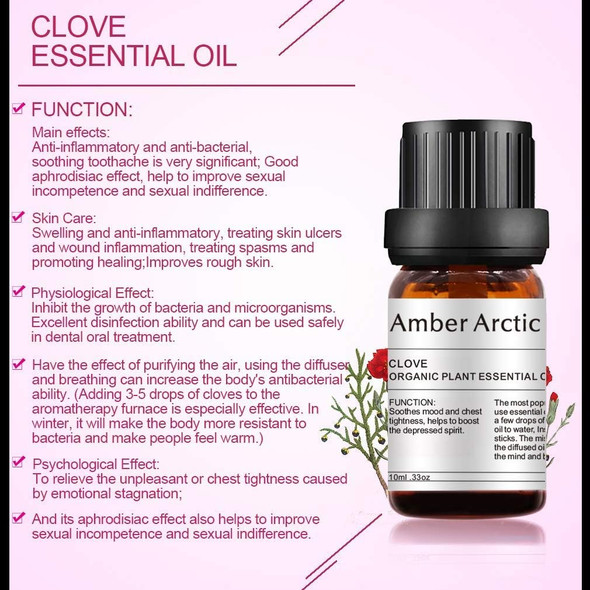Clove Essential Oil, 100% Pure Natural Aromatherapy Essential Oil for Diffuser, Massage, SPA (10ML)