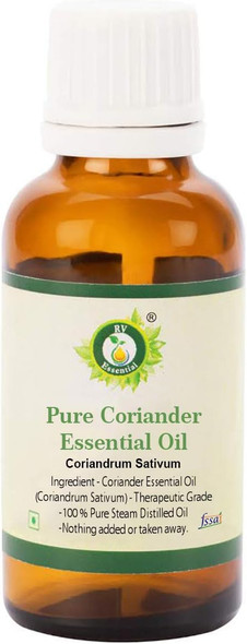 Coriander Essential Oil | Coriandrum Sativum | Coriander Oil | For Diffuser | Pure Coriander Oil | 100% Pure Natural | Steam Distilled | Therapeutic Grade | 10ml | 0.338oz By R V Essential