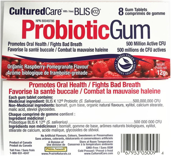 CulturedCare Oral Probiotic BLIS-K12, Organic Raspberry-Pomegranate