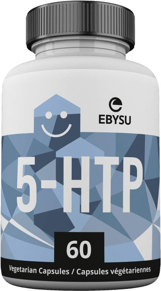 EBYSU 5-HTP Supplement with Vitamin B6  60 Capsules for Healthy Mood Balance  Natural Sleep Aid  Relieves Symptoms of Fibromyalgia or Migraines. Amino Acid Pills