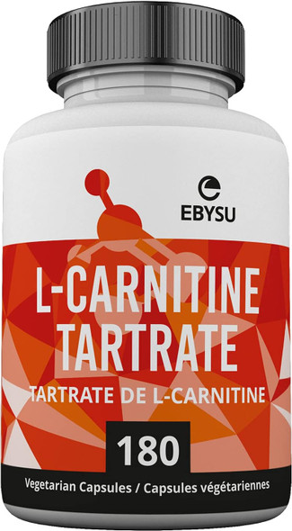 EBYSU L-Carnitine L-Tartrate Supplement - 180 Capsules - Workout Support Supplements (500mg)