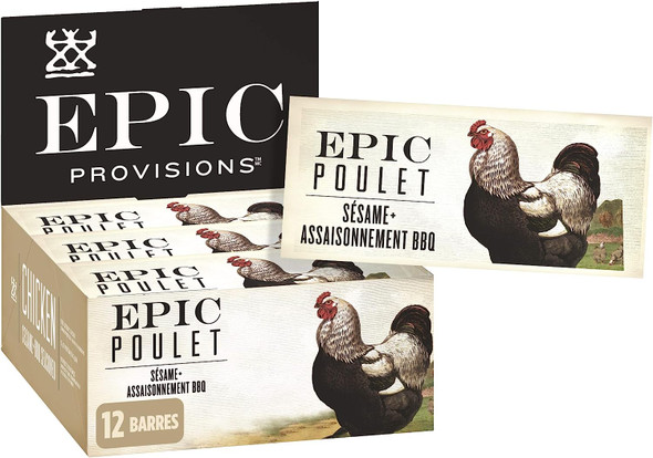 EPIC Provisions Chicken Sesame + BBQ Seasoned Bar, 12-Count, 516 Gram