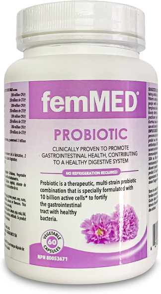 femMED Probiotic Vegetable Capsules | Promotes Gastrointestinal Health & Contributing A Healthy Digestive System | Gut Health Supplement (60 Count)
