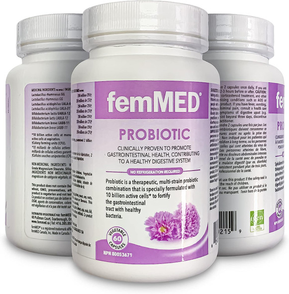 femMED Probiotic Vegetable Capsules | Promotes Gastrointestinal Health & Contributing A Healthy Digestive System | Gut Health Supplement (60 Count)