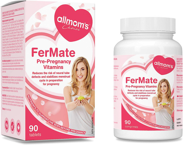 Fertility Prenatal Vitamins for Women Trying to Conceive, Support Healthy Cycles, Helps Fertility - Vitex (Chaste Berry), PABA, Folate Folic Acid 500mcg, B12, Zinc - 45 days Supply - Allmom's Choice