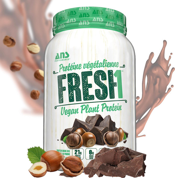 FRESH1 Vegan Protein (2LB), Gluten Free Protein Powder, Perfect Meal Replacement & Vegan Snacks For Weight Loss, Utilize As Meal Replacement & Superfood Smoothie Mix (Chocolate Hazelnut)