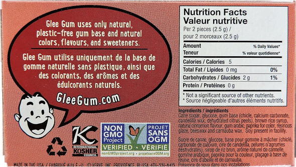 Glee Gum Cinnamon Natural Chewing Gum, 12 Count, Cinnamon, 12 Count