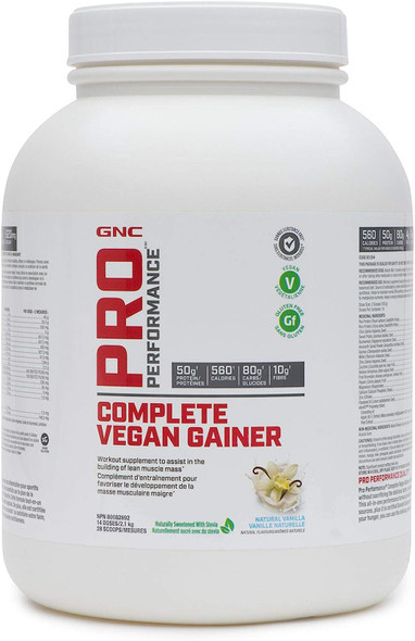 GNC Pro Performance Complete Vegan Gainer - Natural Vanilla, 14 Servings, Vegan Muscle Gainer