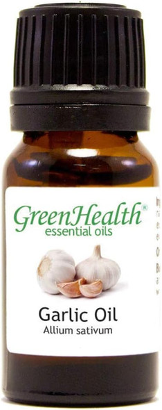 GreenHealth Garlic - 1/3 fl oz (10 ml) Glass Bottle w/Glass Dropper - 100% Pure Essential Oil