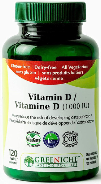 Greeniche Natural Vitamin D, 120 Tablets, Helps to Maintain Overall Good Health, Bone & Teeth Health Formula, Helps to Reduce the Risk of Osteoprosis