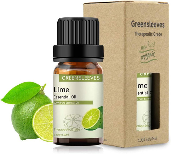 GREENSLEEVES Lime Essential Oil 10ml, 100% Pure Organic Lime Aromatherapy Diffuser Oils 10ml