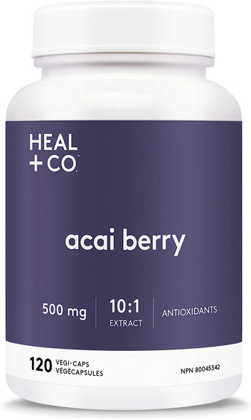 HEAL + CO. Acai Berry | High Potency 10:1 Extract, 10,000 mg per serving | Antioxidant | 120 x 500 mg Capsules