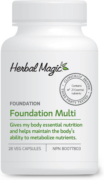 Herbal Magic Foundation Multivitamin with Iodine + Chromium for Metabolism Support during Weight Loss to Maintain Health & Energy, Non-GMO, Vegetable Capsules