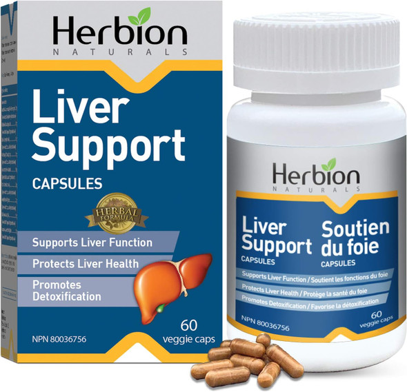 Herbion Naturals Liver Support With Milk Thistle, 60 caps  Herbal Liver Detoxifier, Cleanser, Protects and Strengthens Liver Health, Promotes Healthy Liver Function
