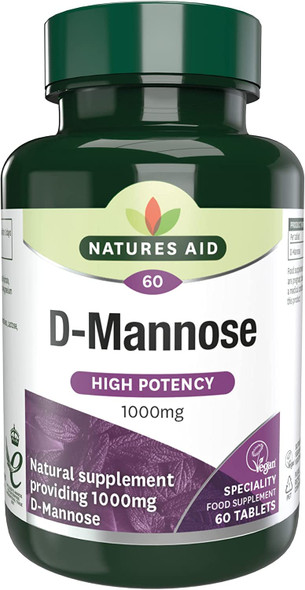 Natures Aid D-Mannose 1000mg (Suitable For Vegans), 60 Tablets