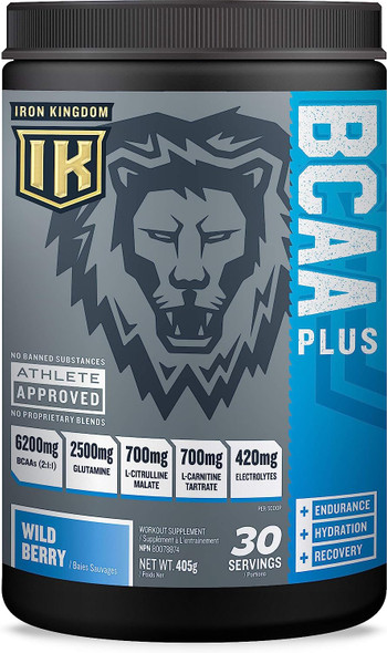 IRON KINGDOM BCAA PLUS WILD BERRY 10.1g Amino Acids, Electrolytes, Glutamine, Endurance, Recovery, Hydration