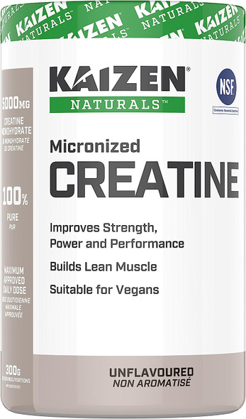 Kaizen Naturals Micronized Creatine Monohydrate Powder, NSF Certified, Unflavoured, 60 Servings, 300 gram