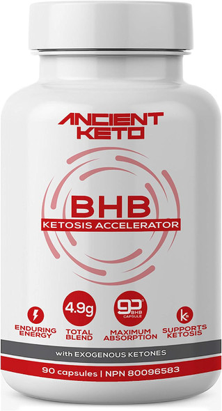 Keto BHB Supplement (90 caps), Exogenous Ketones, Induce Ketosis, Fat Breakdown for Energy, Metabolism, Weight, Focus, Beta Hydroxybutyrate Salts, for Men and Women, Keto Pills, by Ancient Keto