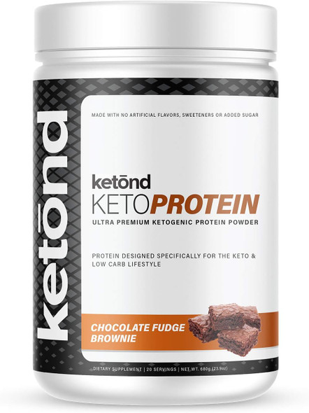 Ketond Ketogenic Protein Powder High-Performance Keto Weight Loss Supplement - Boost Ketone Levels with MCT Chocolate Fudge Brownie (20 Servings)
