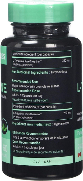 L-Theanine Pharmaceutical Grade  Vegetarian Capsules  250 mg (per cap)  60 caps