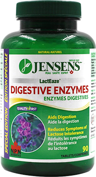 LactEaze - Digestion and Lactose Intolerance Symptoms Relief - Jensens (90 tabs)