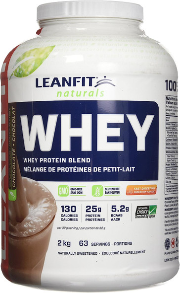 LeanFit Naturals Whey Protein with Whey Isolate, Chocolate, Non GMO, No Gluten, 2 Killogram