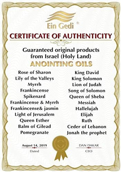 Lion of judah Anointing Oil 7.5 ml - 1/4 oz EIN Gedi from The Holy Land Jerusalem