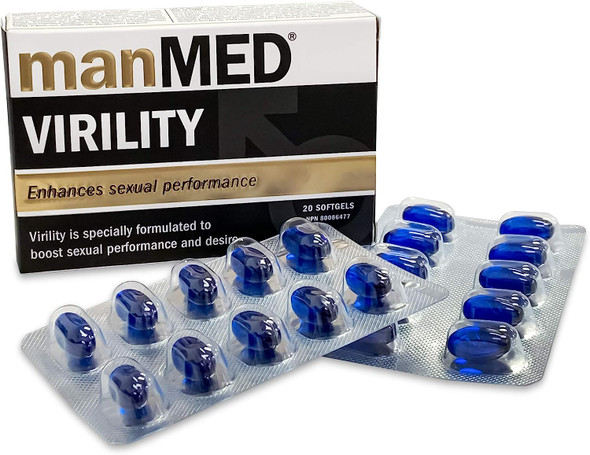manMED Virility Premium Testosterone Booster for Men. With Tribulus and Seal Extract. Enhance Sexual Performance & Desire, Increase Stamina, Strength, Confidence, and Circulation. Results. 20 Softgels