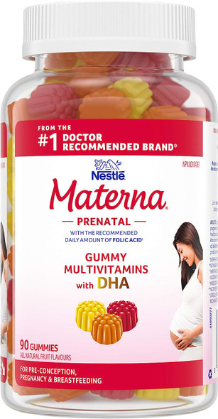 Materna Prenatal DHA Vitamins Gummy | Folic Acid | 90 count