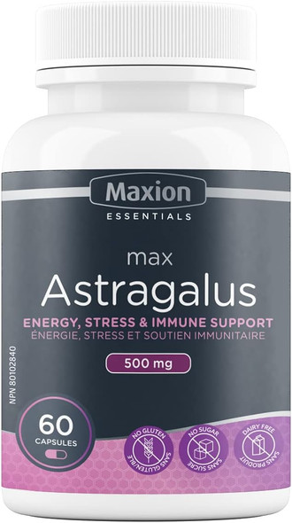 Maxion Astragalus 500mg to Help Increase Energy and Resistance to Stress, 60 Capsules