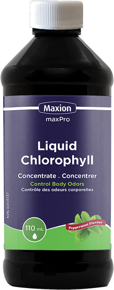 Maxion Liquid Chlorophyll Concentrate to Cleanse and Detoxify your Body, Natural Body Deodorant, Peppermint Flavor, 110ml