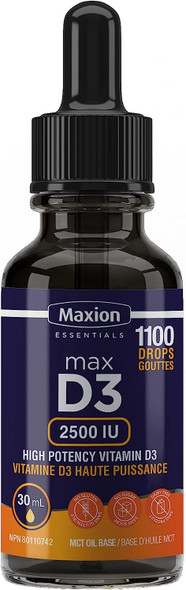 Maxion Vitamin D3 2500 IU to Help with the Developement of Bones and Teeth and to Support the Immune System, 30 mL