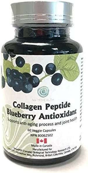 Natrihealth Collagen Peptide Blueberry Antioxidant, Supports Anti-Aging Process and Joint Health, 60 Veggie Capsules