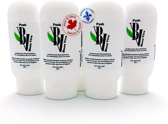 Natural Antibacterial Hand Sanititizer Cleaner Gel 58ML X 5 PACK (authorized for sale by Health Canada) / Made in Canada,Gel Antiseptique pour les mains 5 X 58ML(autorise pour la vente par Sante Canada) / Fait au Canada