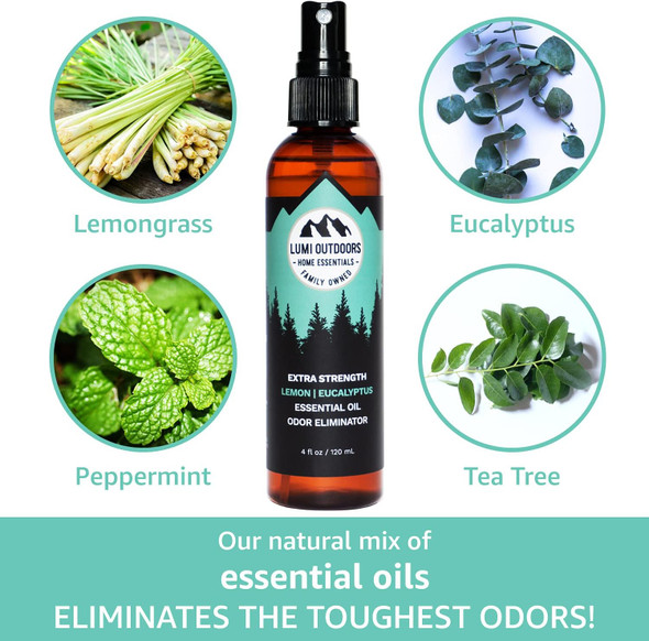 Natural Shoe Deodorizer Spray, Foot Odor Eliminator and Air Freshener - Organic Lemongrass, Mint, Tea Tree Essential Oils