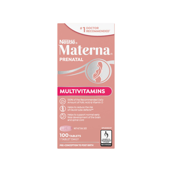 NESTLe Materna Prenatal Multivitamin Supplement  Folic Acid  100 Tablets