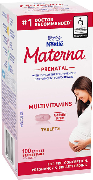 NESTLe Materna Prenatal Multivitamin Supplement | Folic Acid | 100 Tablets