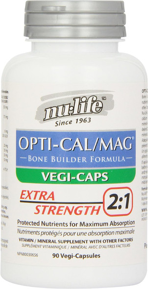 Nu-Life Opti-Cal/Mag 2:1 Vegi-Capsules, 90 Count Bottle