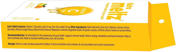 Nutrameltz Vitamin C + Zinc | Boosts Immune System & Help fight off Infections | 60 Tablets