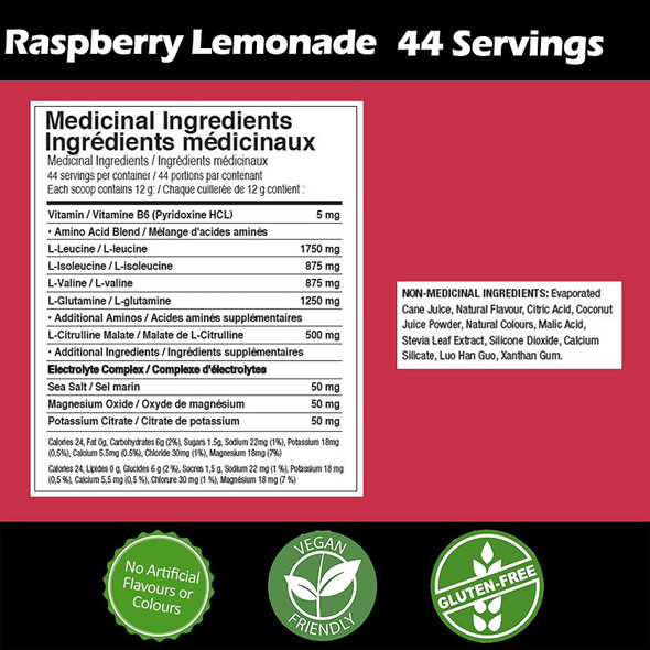 Nutraphase Clean BCAA, Vegan-Friendly, Gluten-Free, Raspberry Lemonade, 44 servings, 528 grams