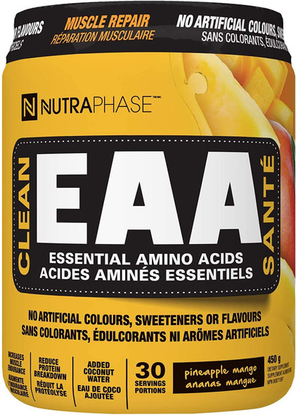NutraPhase Clean EAA, All Natural, Vegan Friendly, Gluten Free, Amazing Taste, Pineapple Mango, 30 Servings