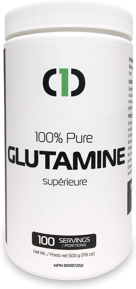 One brand Nutrition Glutamine 100% PURE Powder Vegan (500g) 1.1lb | Unflavoured L-Glutamine | 100 Servings