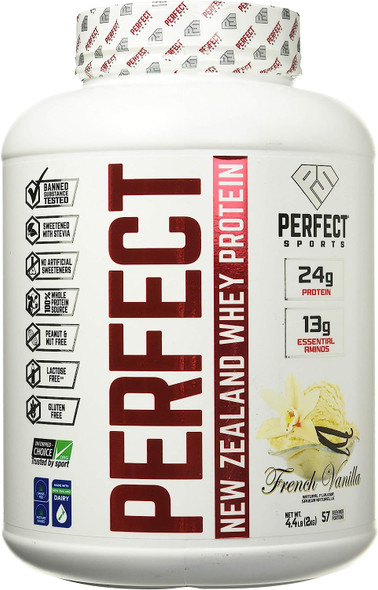 PERFECT New Zealand Grass- Fed, Undenatured Whey Protein, Sweetened With Pure And Natural Stevia Extract, French Vanilla, 4.4lb/57 Servings