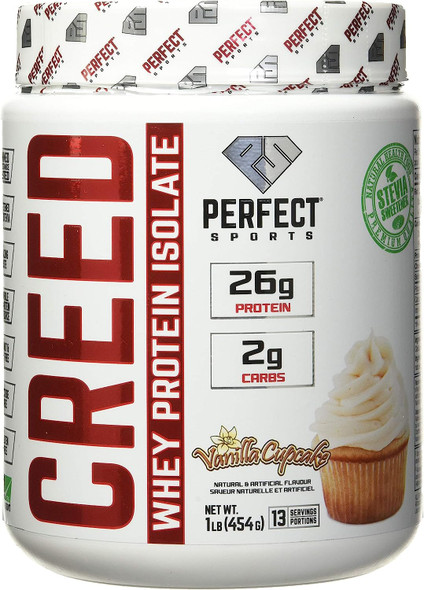 PERFECT SPORTS Creed Whey Protein Isolate Vanilla Cupcake 1lb 1 pound