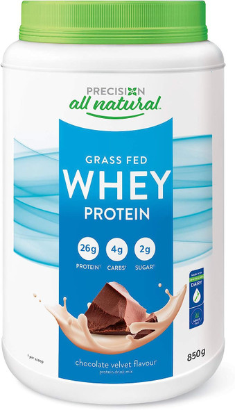 Precision All Natural Whey Protein Powder - Chocolate Velvet Protein Flavour, 850 g | Hormone-free and gluten-fee